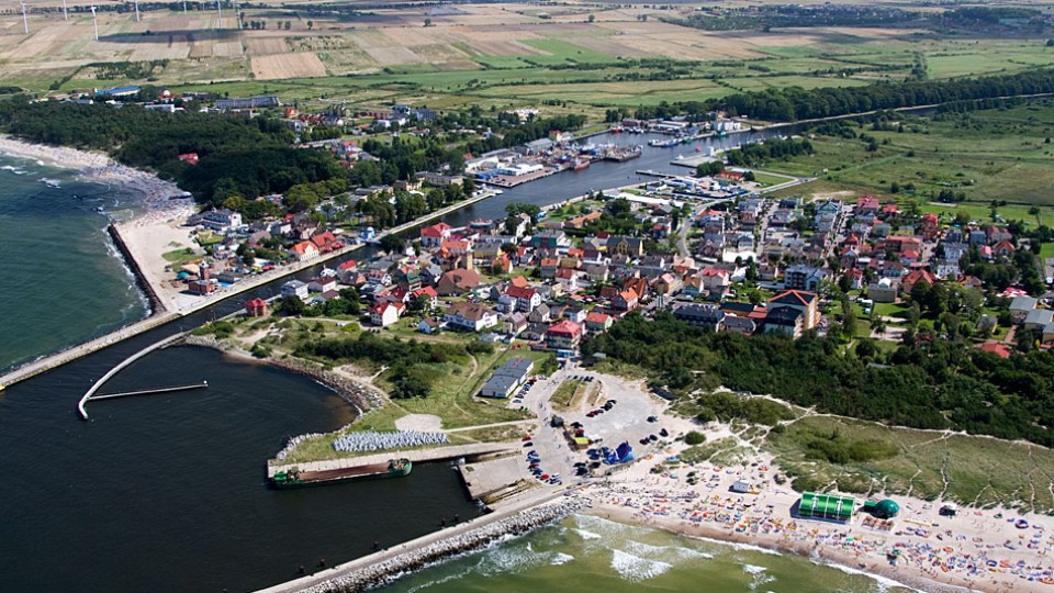 port w Darłówku z lotu ptaka