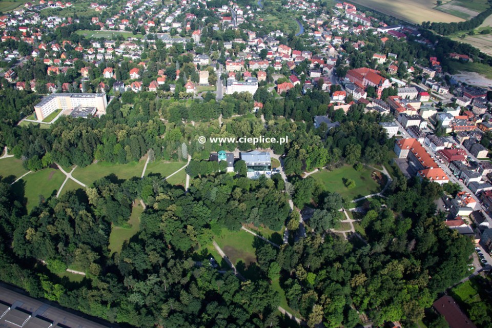 Cieplice Zdrój, zdjęcie lotnicze parku Zdrojowego