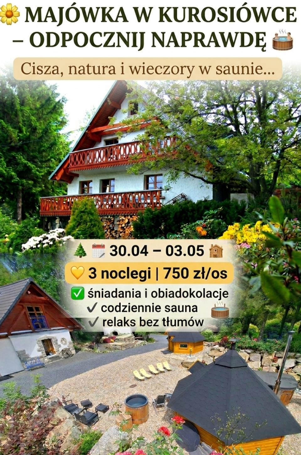 Majówka - Agroturystyka KUROSIÓWKA - Apartamenty i Domek