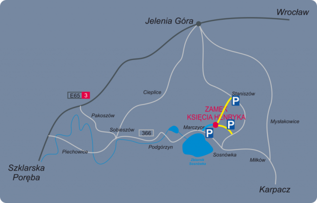 Mapa położenia zamku w regionie