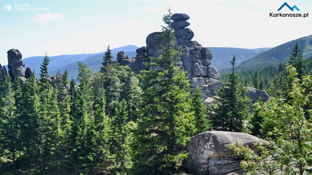 Śnieżką widziana z górnej części skał
