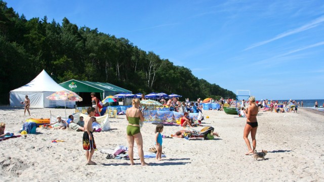 Łukęcin, plaża w sezonie