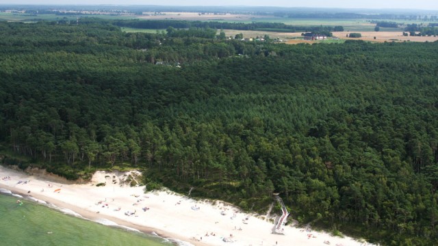 Łukęcin, plaża z lotu ptaka