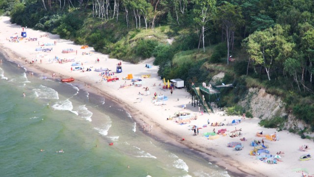 Łukęcin, plaża z lotu ptaka