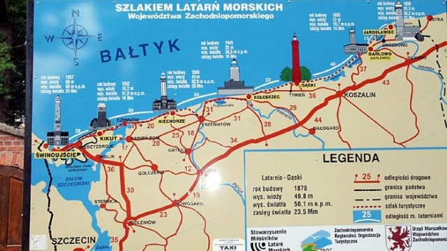 Mapa Szlaku latarni morskich
