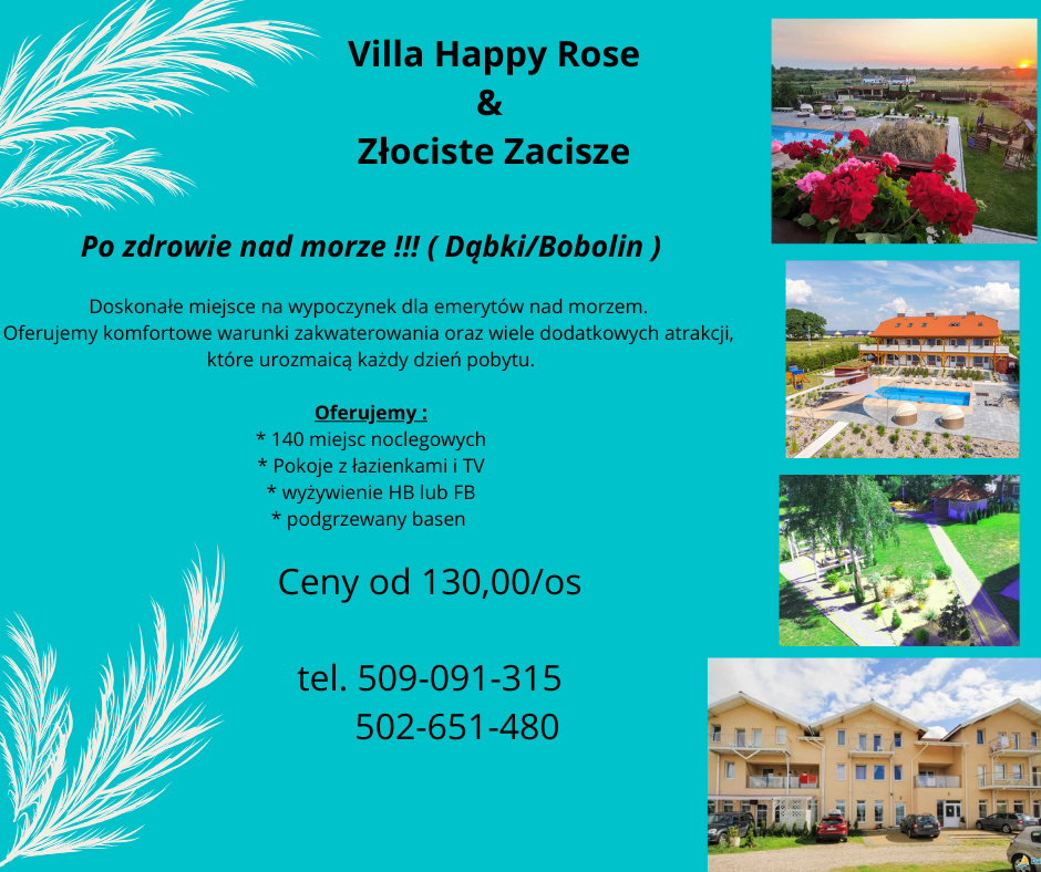 Wczasy dla seniorów - Villa HAPPY ROSE